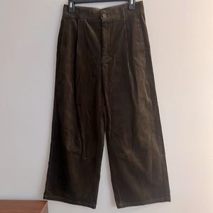 Green corduroy wide-leg pants
